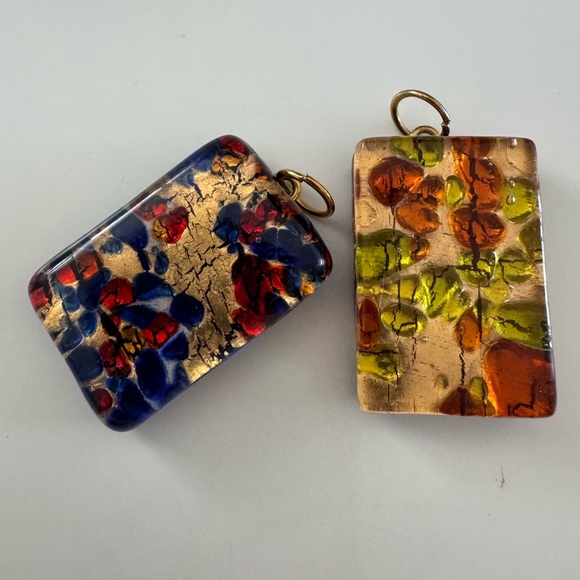 Murano Glass Colorful Rectangular Pendants - Picture 2 of 6